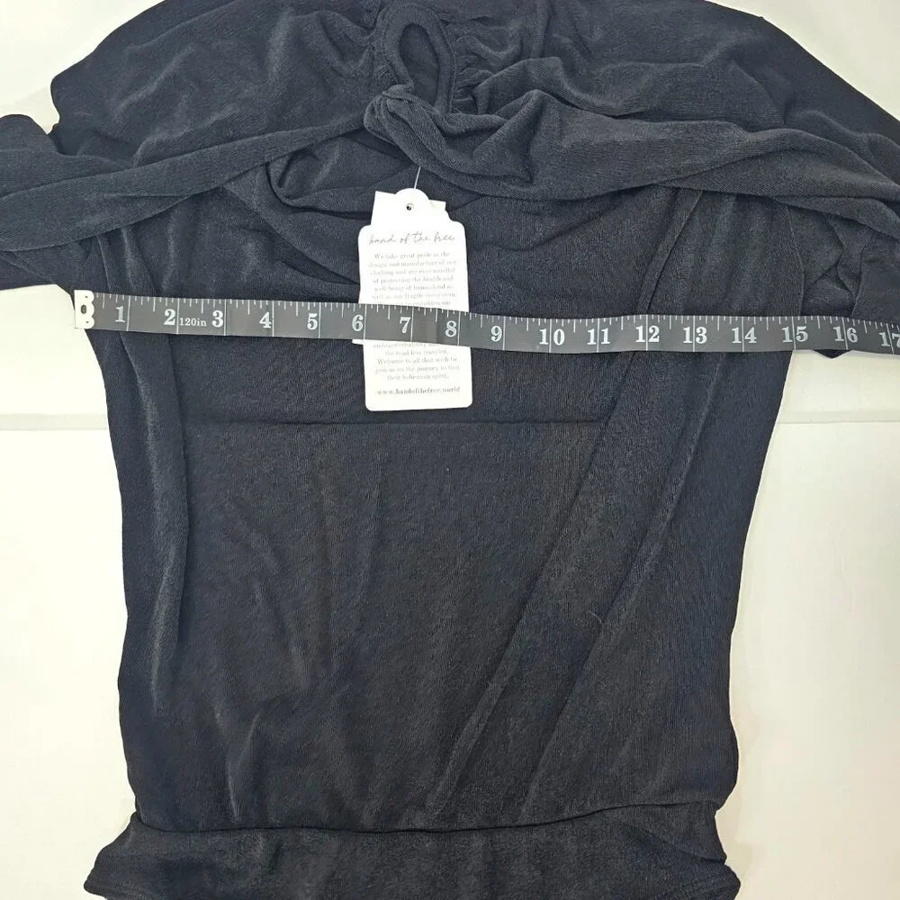 Band Of The Free Black Cowl Neck Long Sleeve Body Suit Women's Size Small NWT - Picture 11 of 14